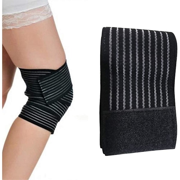 2 st Lång Elastisk Knäskydd Kompressionsbandage Benstöd Plantar Fasciit Stabilisator Ligament Ledvärk Knäböj Löpning Sport Träning Svart