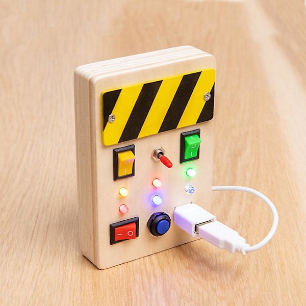 Træ Sensory Board med LED-lys og lyde til interaktiv leg
