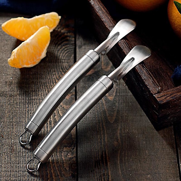 Apelsin- och Citrusskalare i Rostfritt Stål - Böjt Handtag, Lätt att Använda - 2-pack
