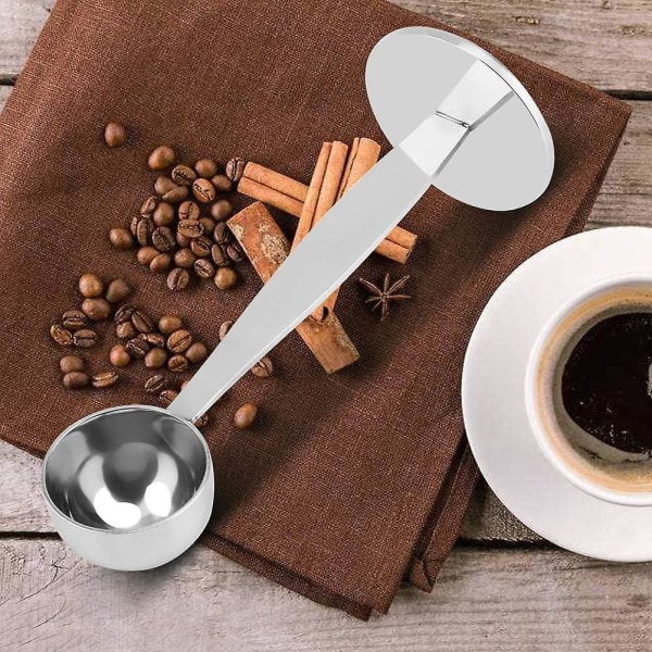 Rostfritt stål Kaffe Tamper and Scoop Combo - 15ml/0,5oz mått och pulver tesked - 2-i-1 verktyg för kaffeentusiaster - 5,7*2*1,4 tum