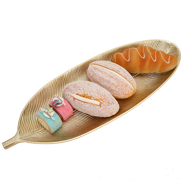 Fruktfat Dessert Serveringsbricka Nötter Snacksbricka Bordsartiklar Heminredning Guld Blad S
