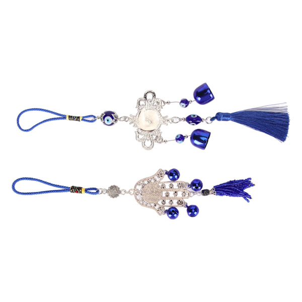 2 stk Øyehengende Ornament Fringe Bell Design Retro Utsøkt Levende Farger Blå Eye Ornament for bilkontorfamilie