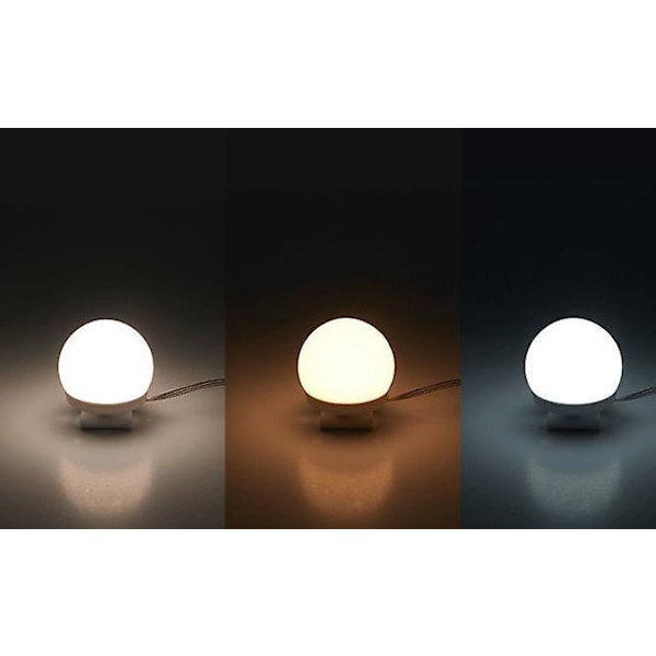 LED Speilbelysningssett for Sminkebord, med 10 Dimbar Pærer, og 3 Lysmoduser, Hvit, 20.2*14.5*5.3cm
