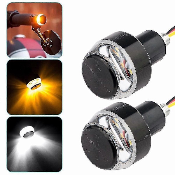 12v Blinklys Motorsykkel Led Bar End Blinker For 22mm Styre Signal Lys Blinkende For Styre ZD L hvit til rød