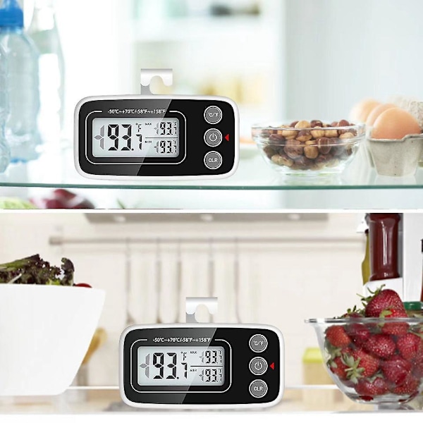Digital Frys- och Kyltermometer, Uppgraderad Kyltermometer med Stor LCD-Skärm - 2-pack