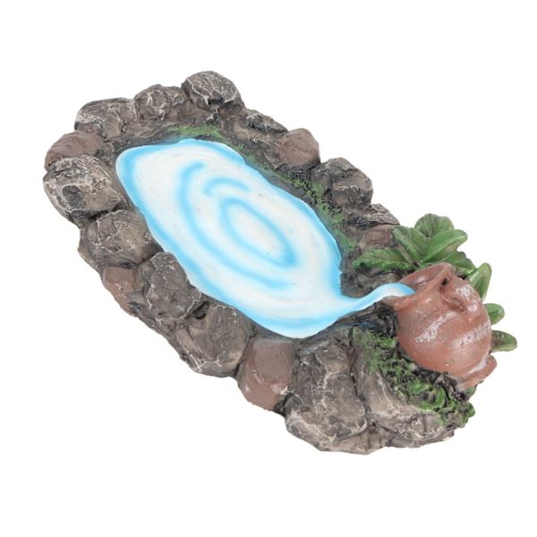 Fairy Garden Rock Pond 6,5 tuumaa pitkä, käsinmaalattu elävän tuntuinen kestävä hartsi miniatyyri lampi talon ulkosisustukseen