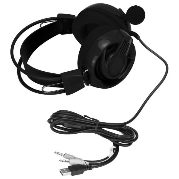 Gaming Headset Kablet Komfortabel multifunktionel flerfarvet RGB-hovedtelefon med omnidirektionel mikrofon Sort