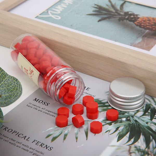 Åttekantformet forsegling voksperle flaskepakket voksforseglingsstempel DIY-sett for konvoluttbrev Bright Red