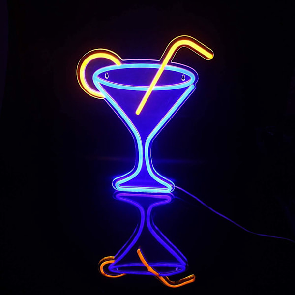 Cocktail Glass Neonkyltit Led Neonkylttivalo Iso Yövalo Huoneen Sisustukseen Valopalkki Pub Rantakauppa Pelitoimisto Ravintolakyltti USB-Käyttöinen (17\"x 1
