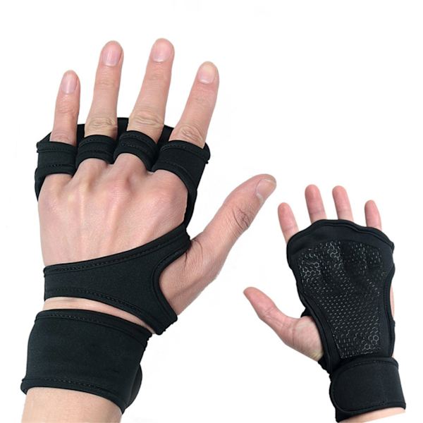 Vikter lyftning handskar polyester fiber kardborreband hög densitet halkfria träningshandskar för träning viktlyftning svart XL