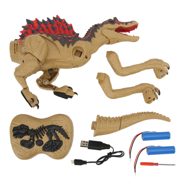Kaukosäädin Dinosaur Lelu Realistic 2.4G Sähköinen kaukosäätimen simulointi Spinosaurus mallilelu lapsille Pojat Tytöt Khaki Dual Battery