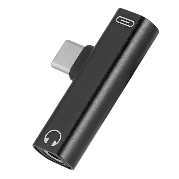 2 in 1 Type C - 3,5 mm:n kuulokeliitäntä USB-latausadapteri Monitoiminen muuntaja Musta
