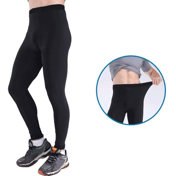 Man Workout Leggings Kompression Justering Ventilation Teknik Lättvikt Kompressionsbyxor Svart M