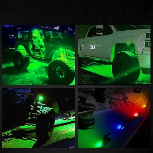 Sett med 8 grønne LED-lys for bil, Jeep, lastebil, ATV, SSV-vippepaneler