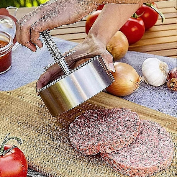 Burger Press Maker, Hamburgerpress i 304 rostfritt stål, Justerbara non-stick formar för att göra hamburgare, lämpliga för nötköttsburgare (114MM)