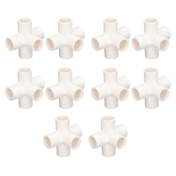 10 stk. PVC-rørfitting 20 mm 5-vejs retvinklet 3-dimensionel albue-rørforbindelse til møbler hvid