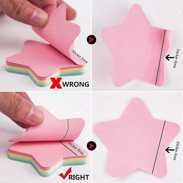 10 sticky notes stjerner - selvklæbende sticky notes papir sød farve multi-farve side sticky notes