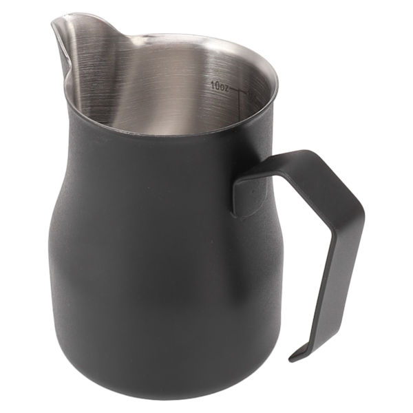Melkeskummerkanne 304 Rustfritt Stål Tute Munn Skala Kaffe Latte Melkeskummerkanne for Arbeidskontor Matt Svart 350ml