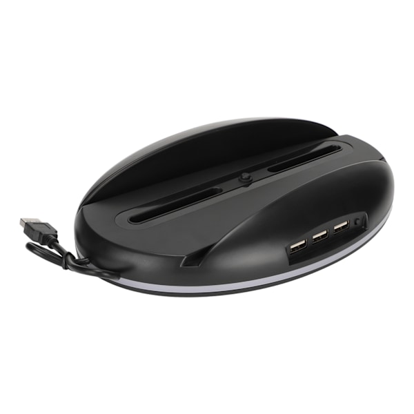 LED vertikalstativ stilig plug and play konsolldokkingstasjon med 3 USB2.0-porter fargerikt lys for PS5-konsoller svart