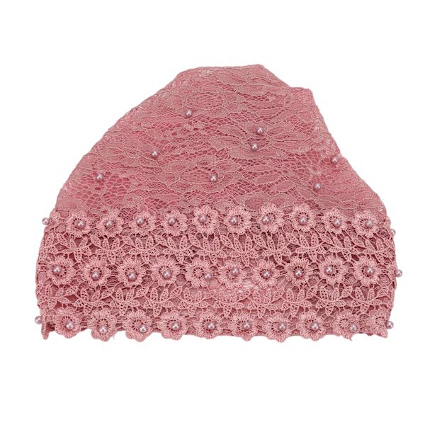 Muslimsk turbanhatt bekväm andningsbar elastisk flerfärgad blommig design huvudduk för dagligt bruk tillbedjan mörkrosa
