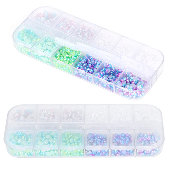 2 bokser halvsirkelformet flatback diamant DIY imitert perle for sko hatter dekorasjon