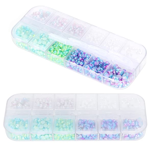 2 esker halvsirkulære flate diamanter for DIY-imitasjonsperler til sko og hatter