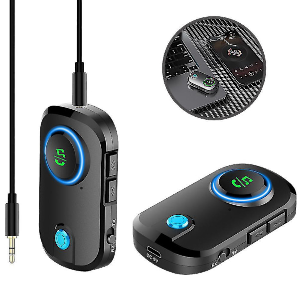 Bluetooth 5.0 3-in-1 Lähetin-Vastaanotin Mikrofonilla