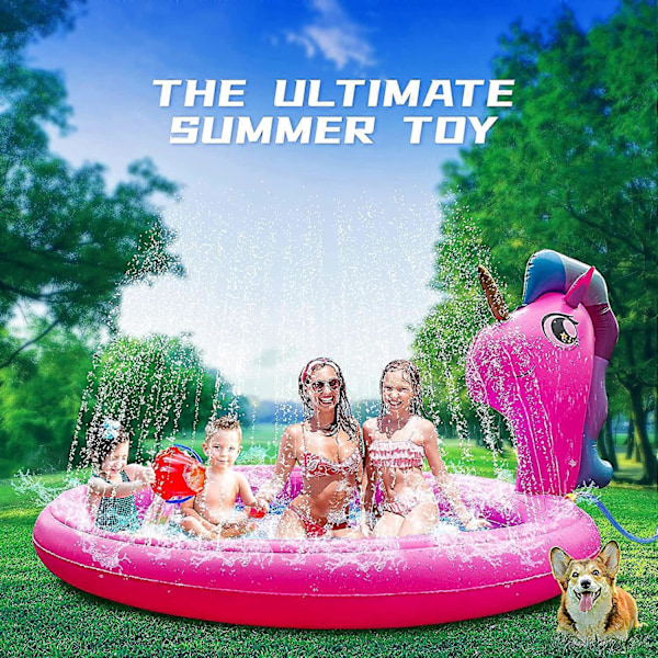 Splash Pad Sprinkler Pad Barnpool, Stor 70 tum Splash Pad Barn Sommar Utomhusleksaker Uppblåsbara Vattenleksaker (Enhörning Sjöjungfru)