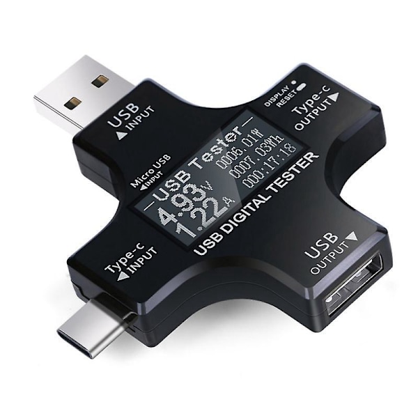 USB-C-testaaja - 2-in-1 digitaalinen multimetri jännitteen ja virran mittaukseen
