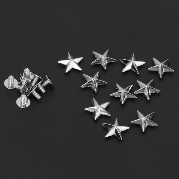 10 st Metal Star Stud Nit Spike Skruv för Leathercraft Väskor Skor DIY dekoration (14mm silver)