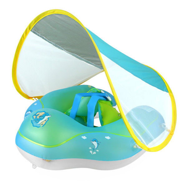 XL Baby Svømme Ring 19cm Indre Diameter Oppustelige Pool Rør PVC Non Flip Svømme Flåd med Solbeskyttelse Baldakin