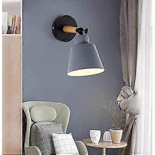 2 Pakker Vintage Industrielle Væglamper Loftslamper E27 Metal Justerbar Retro Indvendig Væglampe til Soveværelse Køkken Restaurant (Grå)