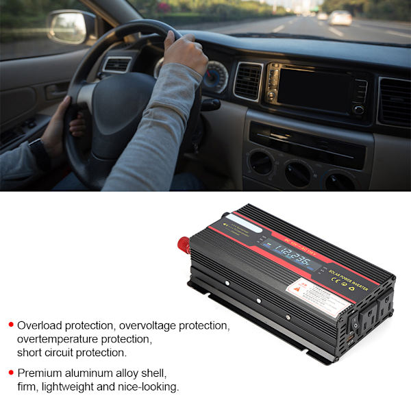 600W auton tehoinvertteri muuntaja 12V - 110V LCD-näyttö