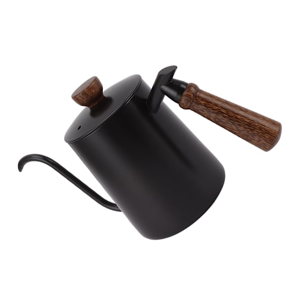 600 ml svanehals kaffekjele 304 rustfritt stål lang tut kjele trehåndtak hell over kaffekanne tekanne svart