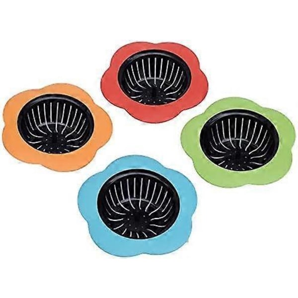 4 stk. silikone køkkenvask filter, afløbsfilter, afløbsfilter stor bred side, diameter 11,4 cm