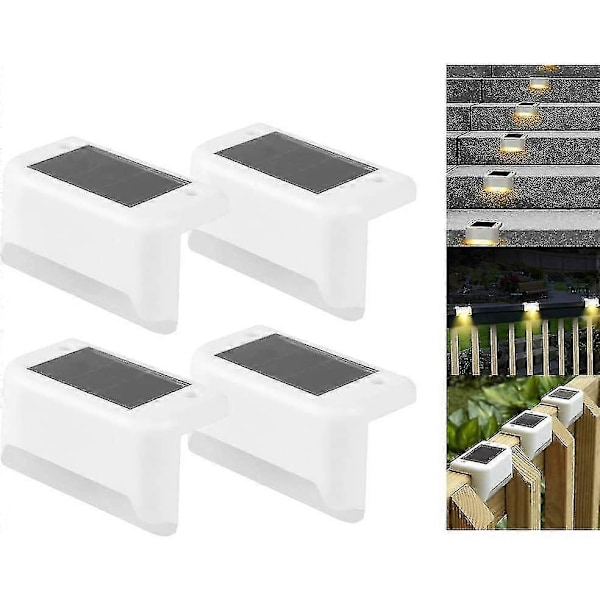 Vattentäta Soldäckslampor - 4-pack LED Solcellslampor för Utomhustrappor och Staket Brun Färgstark