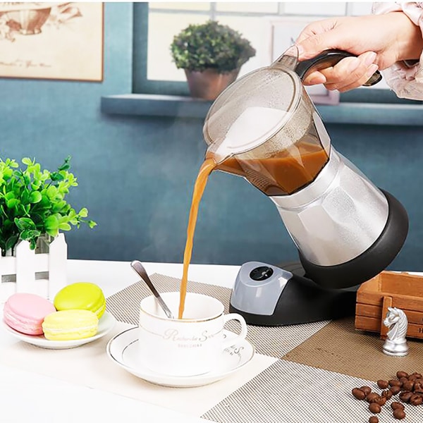 Suurikapasiteettinen sähköinen Moka Pot Liesitaso Espresso Kahvinkeitin Kahvikeitin EU Plug 150ml