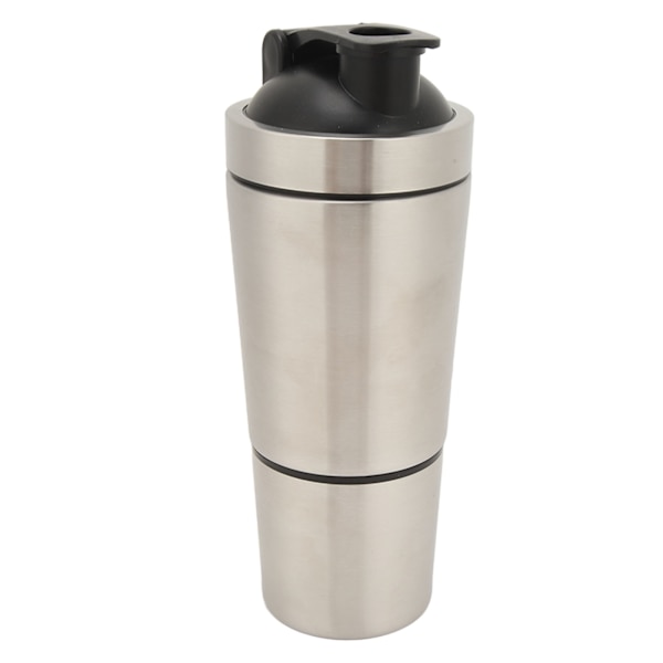 Shakerflaske i rustfritt stål, proteinshaker med skala, bærbar shakerkopp med visp for proteinblanding, pre-workout, sølv, 600 ml