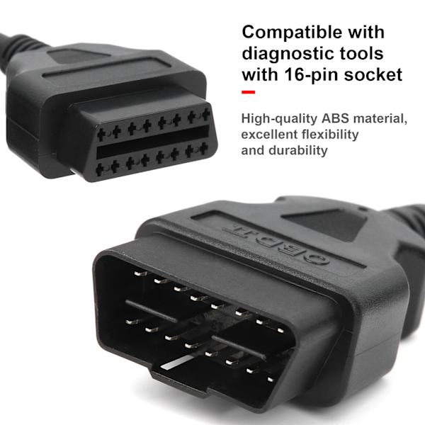 OBDII-forlængerkabeladapter 16-pin han-til-hun diagnostisk ledningsstik 10m/32.8ft