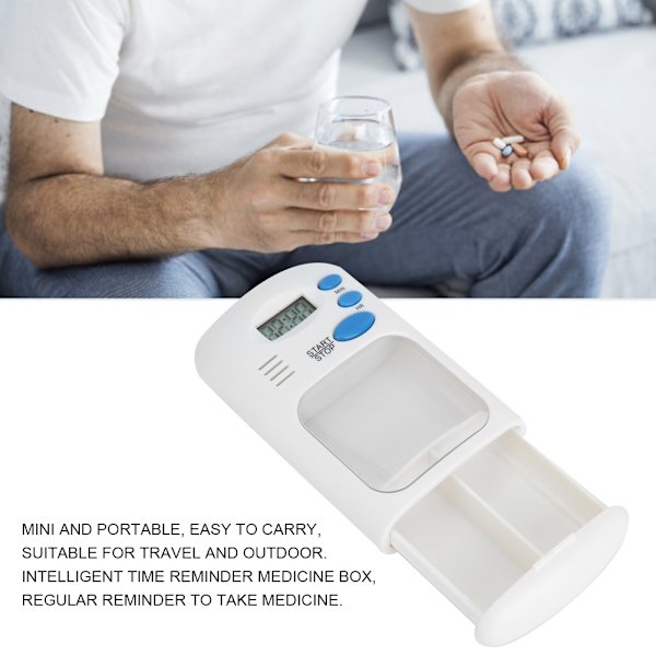 Mini kannettava lääketablettipilleri case organizer RemiderMedicine-muistutuksella
