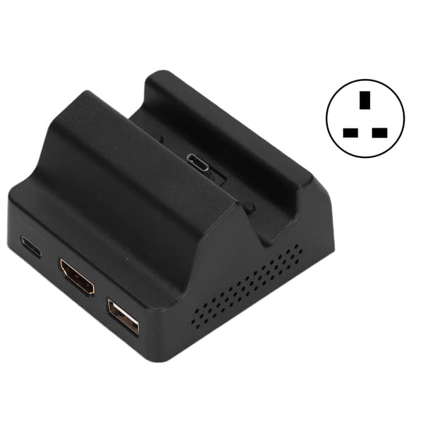 Laderbase for Switch Host Bærbar Kompatibel Video Ladestasjon Base Lader UK-plugg