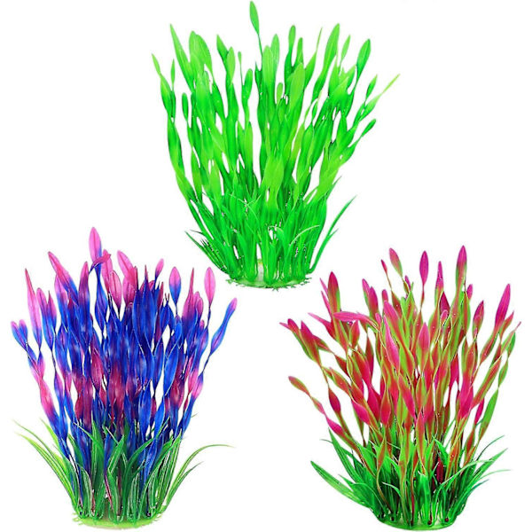 3-pak Fisketank Dekorationsplanter Kunstige Akvarieplanter Store Plast Akvariedekorationer
