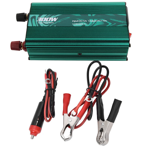 DC til AC konverter Aluminiumslegering Smart Reparation Sine Wave Power Invertere 300W 12V til 110V Vert
