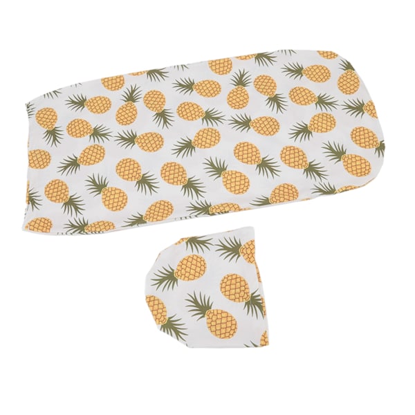 Mjuk elastisk anti-skräck baby swaddle filt hatt set nyfödd wrap baby hatt set för 0 till 3 månader baby liten ananas