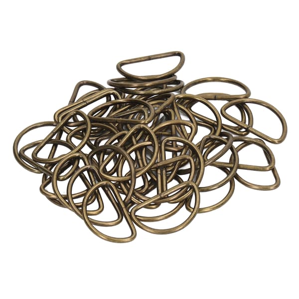 100 st Metall D-ringar Slät Yta Klassisk Look Metallringar Spänne för DIY Bälten Resväskor Handväskor Ryggsäckar Brons