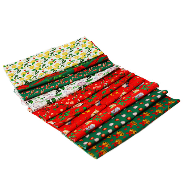 10 stk jule bomuldsstof Forskellige mønstre Multifarver Pure Bomuld Quilting Stof til jul DIY Craft Syning 25x25cm / 9,8x9,8in