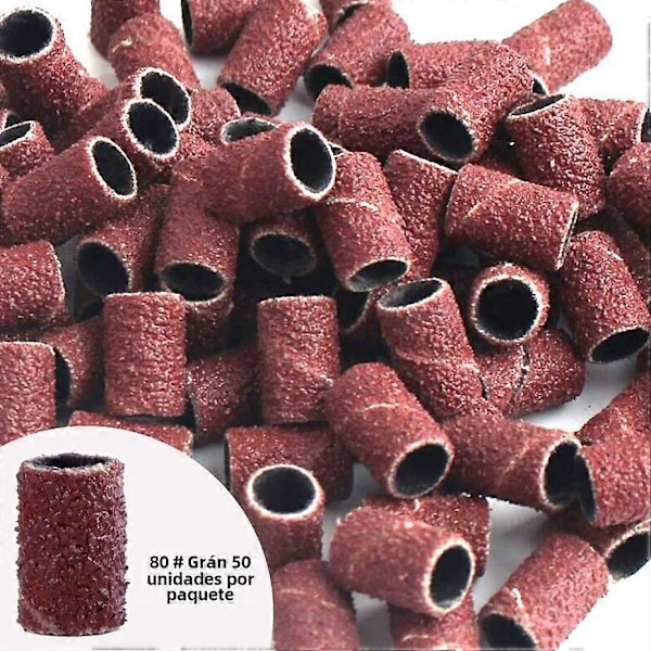 Elektrisk Manikyr Tillbehörsset 100/50st Slipband 180/120/80 Grit Nagelgraveringsbit Pedikyrverktyg BEND261 ND280-120-50pcs