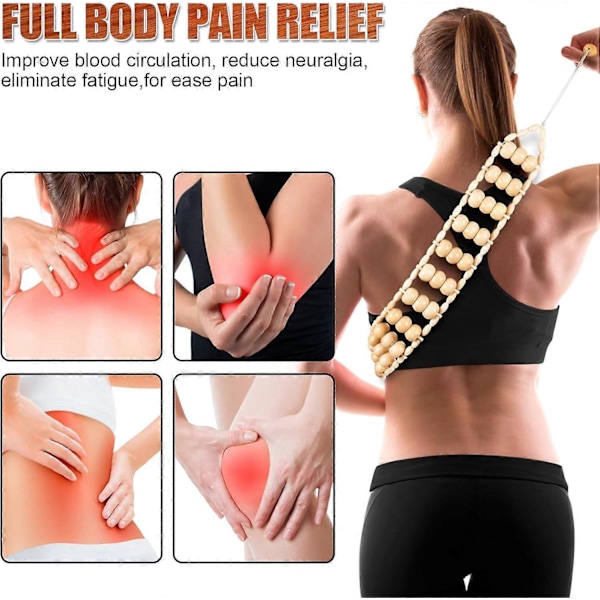 Trä Terapi Massageverktyg, Rygg Trä Massage Roller Rep Verktyg Kit Professionell Cellulit Massager för Kroppsformning, Konturering, Rygg Nacke Ben Muskel
