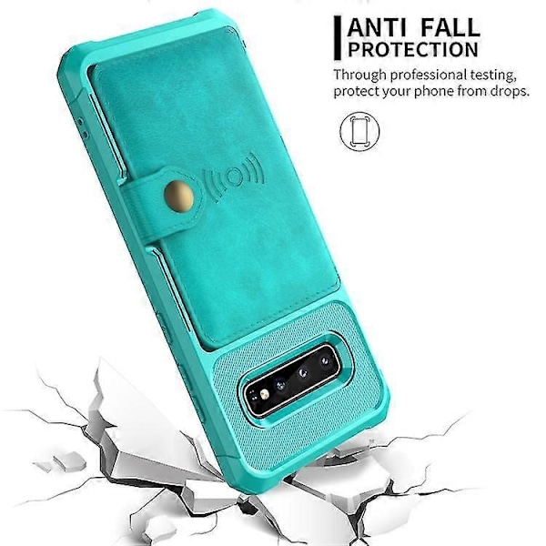 För Samsung Galaxy S10+ Magnetisk Plånbok Kortfack Läder Telefonfodral Zekai Cyan