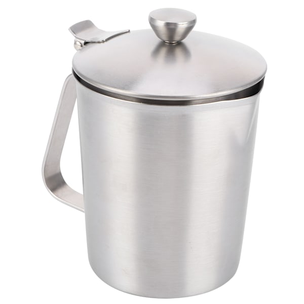 Kaffe Latte Kopp Tjockna 304 Rostfritt Stål Mätkopp Mjölkskummare Kanna med Skala Lock500ml med Lock